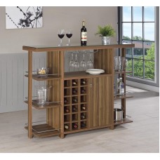 Modern Walnut Bar Unit With Wine Bottle Storage