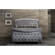 Renzo Grey Velvet Sleigh Bed