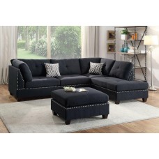 Amanda Black Sectional & Ottoman Free