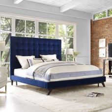 Trinity Navy Velvet Bed