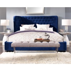 Sona Blue Velvet Bed