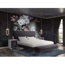 Fiona Gray Velvet Bed